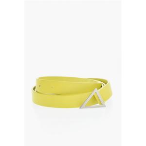 Кожаный ремень с серебристой треугольной пряжкой 20 мм Bottega Veneta, Green