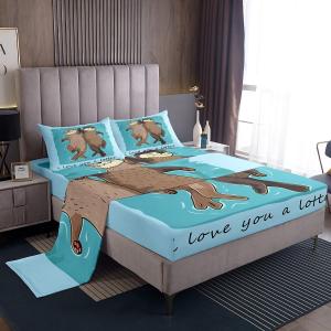Erosebridal Комплект постельного белья Cute Otters с морскими выдрами, веселый мультяшный принт, 4 предмета, Multi 16