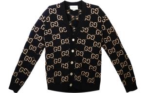 Джаккардовый кардиган на пуговицах GUCCI, черный