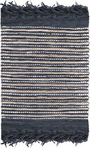 Ковер SAFAVIEH, 69 x 122 см, Vintage Leather Collection, Dark Grey & Multi, ручной работы, бохо с бахромой из кожи, идеально для помещений с высокой проходимостью: прихожая, гостиная, спальня (VTL373D)