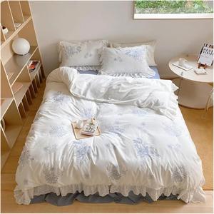 Generic Комплект постельного белья из хлопка с цветочным принтом Flat Bed Sheet