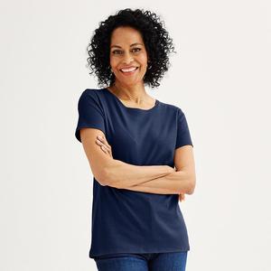 Женская футболка Croft & Barrow Essential с круглым вырезом, темно-синий