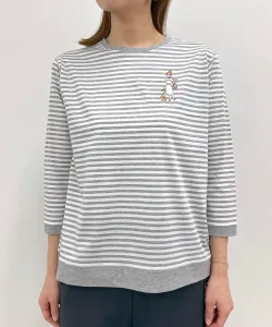 Стильная полосатая футболка с рукавом 3/4 Studio Picone, цвет Gray(289)