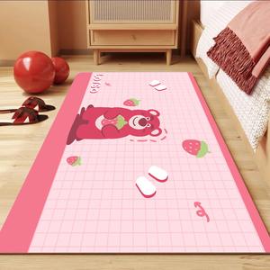 Budis Ковер 120х200 см для спальни/гостиной, утолщенный, с рисунком Strawberry Bear-07, не скользит