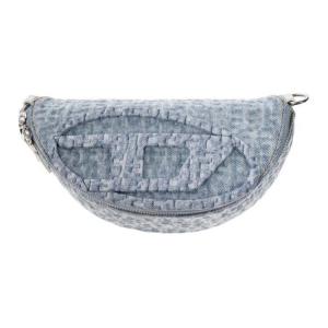 Хлопковая сумка через плечо с кожаными вставками, женская, синяя DIESEL