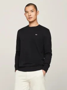 Свитер Tommy Jeans с круглым вырезом "TJM SLIM ESSENTIAL LIGHT SWEATER" с нашивкой-флажком, черный