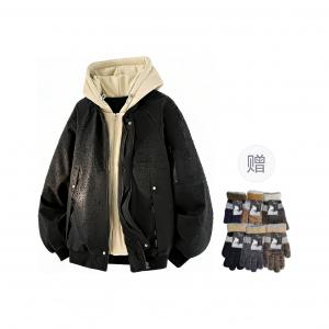 ПППуховик Unisex с капюшоном, на флисовой подкладке, в стиле карго WARRIOR, 黑色【👍升级防水更保暖】