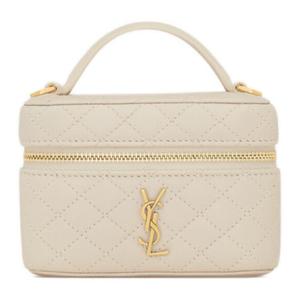 SAINT LAURENT Габри Одноплечевая кожаная косметичка через плечо винтажная белая