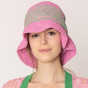 Панама из соломы в двухцветную полоску FASHNZFAB, розовый