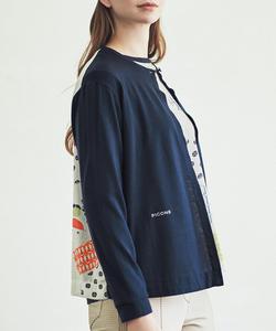 Вязаный кардиган из шифона с принтом