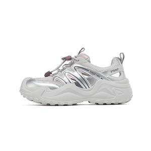 ST&SAT Дышащие массивные кроссовки женские низкие серебристые, цвет Silver