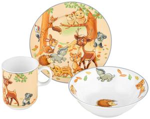 Детский столовый сервиз, лесные животные, фарфор, 3 предмета Ritzenhoff Breker, мультиколор