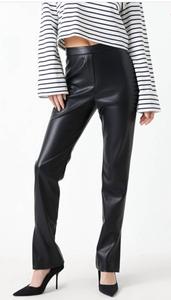 Черные леггинсы Pu с разрезом Grey Lab