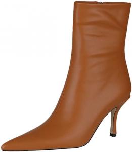 Женские модные ботильоны LEMUTISME под змеиную кожу с острым носком, боковой молнией, высоким каблуком 3 дюйма, стильные ботинки на шпильке для офиса и вечеринок, Brown