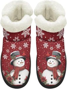 Зимние ботинки KEIAHUAN для женщин с меховой подкладкой, теплые ботинки без шнурков для холодной погоды, уличные ботильоны, Christmas Snowman