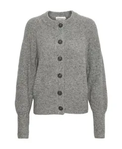 Короткий кардиган серого меланжевого цвета с пуговицами. Karen By Simonsen, серый