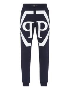 Брюки для бега с шестигранником Philipp Plein, цвет Blue Navy/White