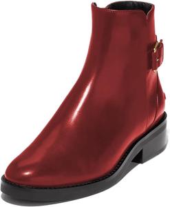 Женские ретро-ботильоны Pazzion с закрытым круглым носком, гладкой боковой молнией, низким массивным каблуком, пряжкой, подходящие для официального офиса и повседневного ношения, удобные, размеры 4-16 US, Red