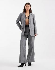 4th & Reckless, брюки-клеш с двумя поясами и складками, серый цвет