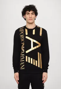 Толстовка унисекс большого размера с логотипом поезда Ea7 Emporio Armani, Black/Gold