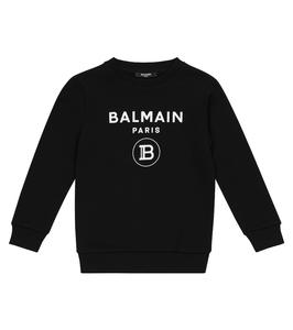 Хлопковый свитшот с логотипом Balmain Kids, 930-Nero