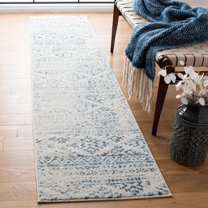 Ковер-дорожка SAFAVIEH, 61 x 244 см, Tulum Collection, Ivory & Turquoise, Moroccan Boho Tribal Design, Non-Shedding & Easy Care, идеален для помещений с высокой проходимостью в гостиной, спальне (TUL272E)