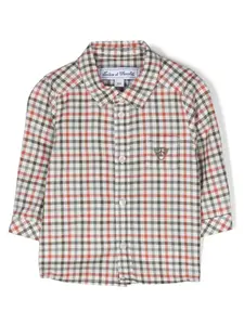 Рубашка в клетку гингем с вышитым логотипом Tartine Et Chocolat, зеленый