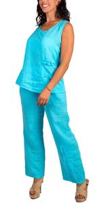 Льняной топ без рукавов Palermo бирюзового цвета Gigi Moda, бирюзовый