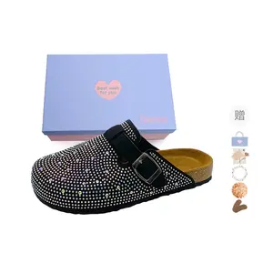 Xingdiman Резиновая подошва стразами бесшумные тапочки с закрытым носком унисекс - разноцветный черный [подарочный набор], цвет Multicolor Black[Gift Box Set]