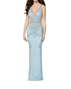 Блестящее вечернее платье для выпускного в пудрово-голубом цвете Primavera