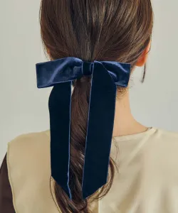 Длинная велюровая ленточная заколка для волос Goldy, цвет Blue