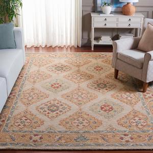 Ковер SAFAVIEH, 244 x 305 см, - коллекция Metro - большой - beige & rust, ручной работы из шерсти, идеально для гостиной, спальни, офиса, столовой (MET378B)