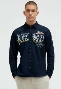 Рубашка strukturiertes langarm с логотипом Camp David, Blue Navy