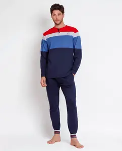 Мужская пижама длинная трикотажная синего цвета Lois, синий