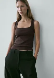 Топ без рукавов с квадратным вырезом Massimo Dutti, Mottled Dark Brown