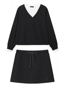 Комплект с юбкой и контрастной отделкой Tout A Coup, черный