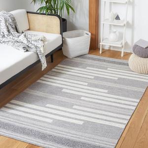 Ковер для пола SAFAVIEH, 122 x 183 см,  Striped Kilim Collection Silver/Grey STK505G ручной работы плоского плетения из хлопка