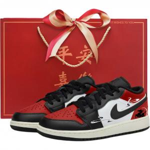 Jordan Детские баскетбольные кроссовки Air 1 из синтетической кожи, низкие, белые, черные, красные, для подростков