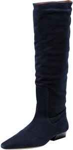 Женские сапоги Maiyang с квадратным носком, массивным низким каблуком, до колена, удобные, на молнии или без застежки, стильные зимние и осенние повседневные высокие сапоги, размеры 4-16 US, Dark Blue