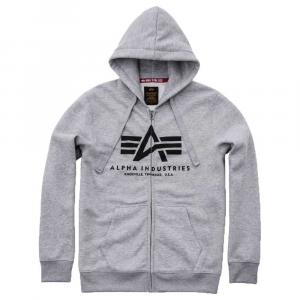 Толстовка Alpha Industries Basic Full Zip, серый