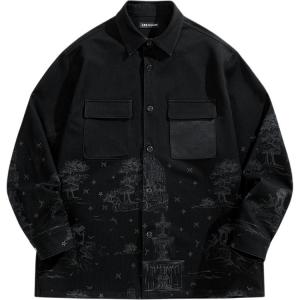 Джинсовая рубашка свободного кроя Casual для мужчин PEACEBIRD MEN, denim pitch черный 1