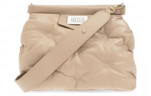 Maison Margiela Сумка-мессенджер Glam Slam из зернистой кожи наппа, маленькая женская, светло-коричневый цвет