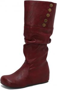 LYYSKY Женские сапоги до середины икры, для длинного или короткого носка с двойным использованием. Пожалуйста, смотрите таблицу размеров и описание продукта. Размеры US4-US17/EU34-EU50, Wine Red(Pu)
