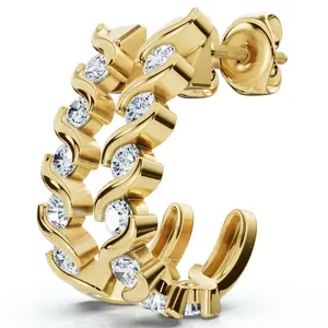 Серьги с бриллиантами 3/8 карата, выращенными в лаборатории, из 14-каратного золота Pompeii2, 14K Yellow Gold