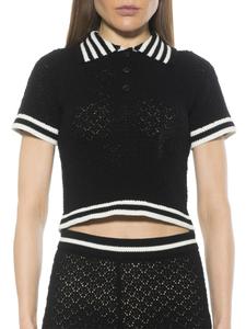 Трикотажный топ Brinley с воротником-поло и застежкой на пуговицы Alexia Admor, черный