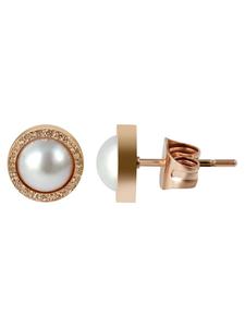 Adeliás Женские серьги - серьги-гвоздики из нержавеющей стали с золотой жемчужиной