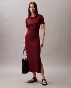 Длинное платье для женщин с логотипом Calvin Klein Jeans, бордовый