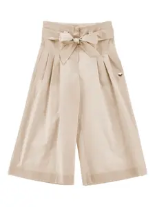 Брюки с бантом и складками Monnalisa, бежевый