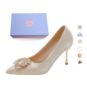 Xingdiman Тонкие каблуки на шпильке женские светло-шампань, цвет Light Champagne[Gift Box Set](Gift Included)