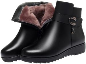 Женские зимние ботинки для снега с мягкой подкладкой и толстой резиновой подошвой, теплые туфли с хорошим сцеплением для льда и снега, повседневная уличная зимняя обувь Hhhchpm, Black